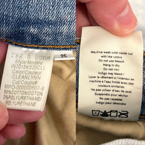 RAG & BONE Hana High Waist Destroyed Hem Ankle Bootcut Jeans Light Wash Cropped - Picture 9 of 16